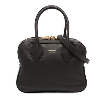 Ferragamo Black Star Leather Top-Handle Bag 218958 773339
