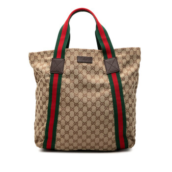Gucci Pre-owned Gucci GG Canvas Web Vertical Tote Unisex