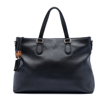 Gucci Pre-owned Gucci Grained Calfskin Bamboo Shopper Tote Ladies