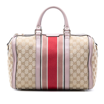 Pre-owned Gucci Medium GG Canvas Web Joy Boston Bag 247205 525040 Pre-owned Gucci Medium GG Canvas Web Joy Boston Bag 247205 525040