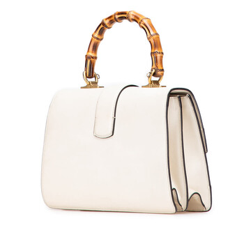 Gucci Pre-owned Gucci Calfskin Frame Print Bamboo Top Handle Bag