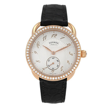 Pre-owned Hermes Arceau Ecuyere Automatic Diamond White Dial Ladies Watch AR6.671.221.MHA