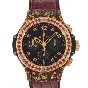 Pre-owned Hublot Big Bang Chronograph Automatic Diamond Black Dial Ladies Watch 341.XG.1280.LR.1213