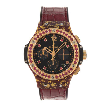 Pre-owned Hublot Big Bang Chronograph Automatic Diamond Black Dial Ladies Watch 341.XG.1280.LR.1213