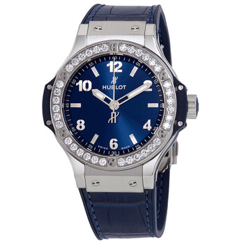 Pre-owned Hublot Big Bang Diamond Blue Dial Ladies Watch 361.SX.7170.LR.1204