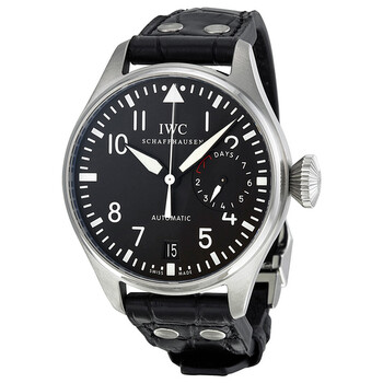 Pre-owned IWC Big Pilot Automatic Black Dial Black Leather Men's Watch IW501001