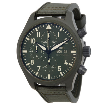 Pre-owned IWC Pilot Top Gun Woodland Chronograph Green Dial Men's Watch IW389106