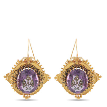 Pre-Owned LB Exclusive Antique 14K Yellow Gold Amethyst Earrings MF19 022326