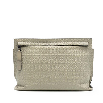 Pre-owned Loewe Embossed Leather Anagram Repeat T Clutch 061505