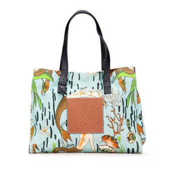 Pre-owned Loewe Paulas Ibiza Medium Canvas Mermaid Print Tote Ladies 691812 E1JNQYBKZNMMXQ7R Pre-owned Loewe Paulas Ibiza Medium Canvas Mermaid Print Tote Ladies 691812 E1JNQYBKZNMMXQ7R