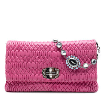 Miu Miu Pre-owned Miu Miu Matelasse Leather Crystal Flap Shoulder