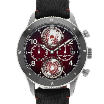 Pre-owned Montblanc 1858 Chronograph Automatic Red Dial Men's Watch 132303