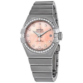 Pre-owned Omega Constellation Pink Mother of Pearl Diamond Dial Automatic Ladies Watch 123.15.27.20.57.002