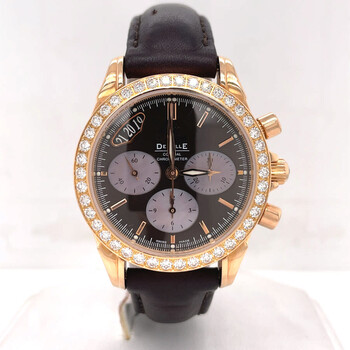Pre-owned Omega De Ville Co-Axial Chronograph Automatic Diamond Brown Dial Ladies Watch 4677.60.37