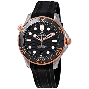 Pre-owned Omega Seamaster Automatic Steel & 18kt Sedna Gold Black Dial Men's Watch 210.22.42.20.01.002