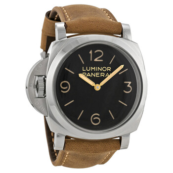 Pre-owned Panerai Luminor 1950 Left-Handed 3 Days Acciaio Black Dial Men's Watch PAM00557