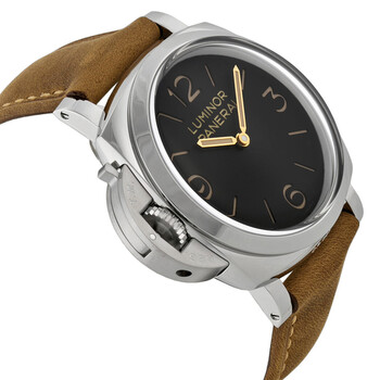 Pre-owned Panerai Luminor 1950 Left-Handed 3 Days Acciaio Black Dial Men's Watch PAM00557