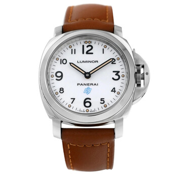 Pre-owned Panerai Luminor Base Logo Acciaio White Dial Men's Watch PAM00630