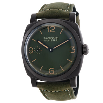 Pre-owned Panerai Radiomir 48MM Hand Wind Military Green Dial Ceramic Men's 48 mm Watch PAM00997