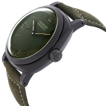 Pre-owned Panerai Radiomir 48MM Hand Wind Military Green Dial Ceramic Men's 48 mm Watch PAM00997