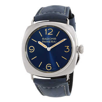 Pre-owned Panerai Radiomir Officine 45mm Hand Wind Blue Dial Men's Watch PAM01383