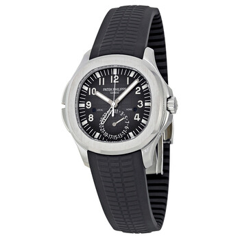 Pre-owned Patek Philippe Aquanaut Dual Time Black Embossed Dial Men's Watch 5164A-001