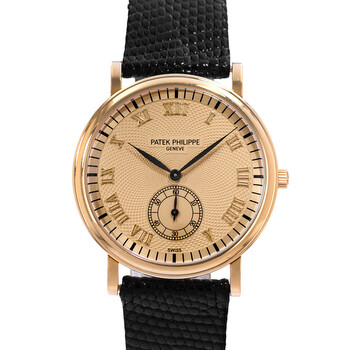 Pre-owned Patek Philippe Calatrava Hand Wind Gold Dial Men's Watch 5022J-001