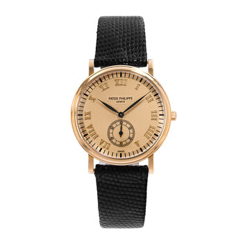 Pre-owned Patek Philippe Calatrava Hand Wind Gold Dial Men's Watch 5022J-001