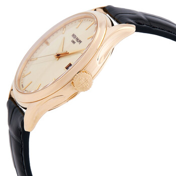 Pre-owned Patek Philippe Calatrava Ivory Dial 18kt Yellow Gold Brown Leather Men's Watch 5227J-001