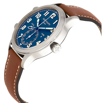 Pre-owned Patek Philippe Calatrava Pilot Travel Time 18kt White Gold Automatic Men's Watch 5524G-001