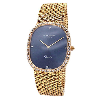 Pre-owned Patek Philippe Ellipse Quartz Diamond Blue Dial Ladies Watch 3875/1J