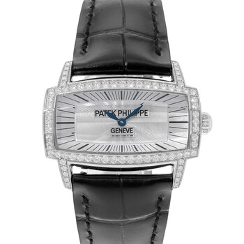 Pre-owned Patek Philippe Gondolo Gemma Quartz Diamond Silver Dial Ladies Watch 4981G-001 Pre-owned Patek Philippe Gondolo Gemma Quartz Diamond Silver Dial Ladies Watch 4981G-001