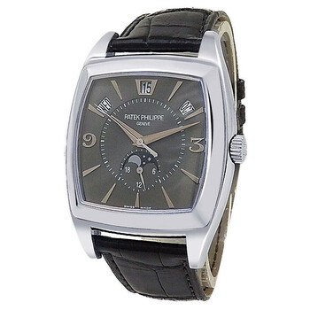 Pre-owned Patek Philippe Gondolo GMT Automatic Moon Phase Grey Dial Men's Watch 5135G-010