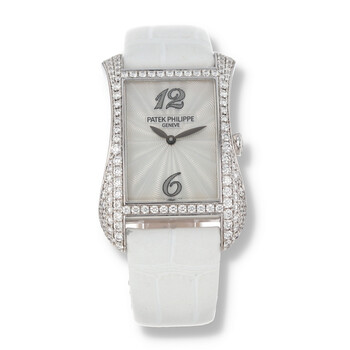 Pre-owned Patek Philippe Gondolo Serata Diamond White Mother-of-pearl Guilloche Dial Ladies Watch 4972G