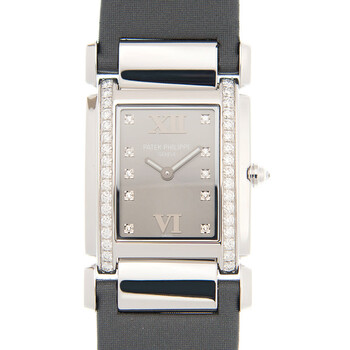 Pre-owned Patek Philippe Twenty~4 Medium Diamond Eternal Gray Dial Ladies Watch 4920G-001