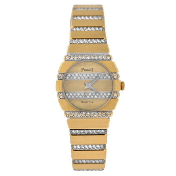 Pre-owned Piaget Polo 861C705 Diamonds Quartz Gold Dial Ladies Watch 861C705