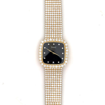 Pre-owned Piaget Vintage Quartz Diamond Black Dial Ladies Watch 463093