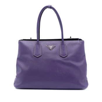 Pre-owned Prada Saffiano Cuir Turnlock Twin Satchel Ladies F9AWN31ECDIY9PSP