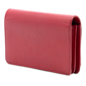 Pre-owned Prada Saffiano Wallet On Chain 847NSSUJ7RCSX9KY