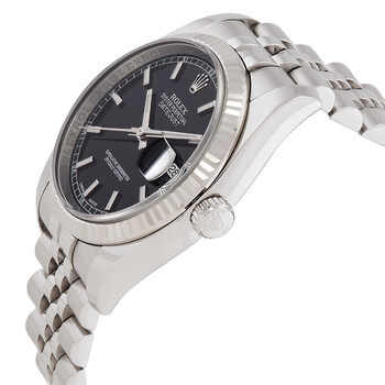 Pre-owned Pre-owned Rolex Oyster Perpetual 36 mm Black Dial Stainless Steel Bracelet Automatic Men's Watch 116234BKSO