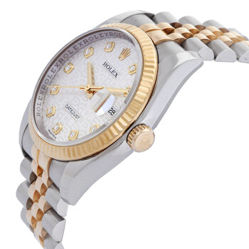Pre-owned Pre-owned  Oyster Perpetual Datejust 36 Silver With 10 Diamonds Dial Stainless Steel and 18K Yellow Gold Jubilee Bracelet Automatic Men