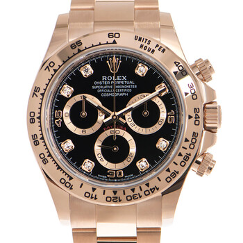 Pre-owned Rolex Cosmograph Daytona Chronograph Diamond Black Dial Watch 116505BKDO