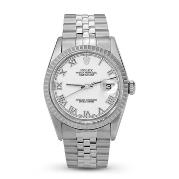 Pre-owned Rolex Datejust Automatic Chronometer White Dial Unisex Watch 16220 WRJ