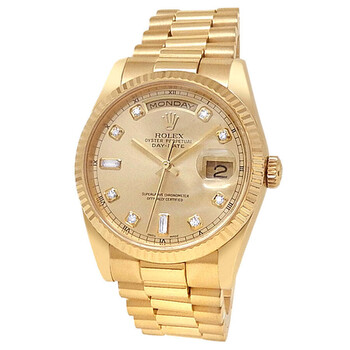 Pre-owned Rolex Day Date Automatic Chronometer Diamond Champagne Dial Men's Watch 118238 CDP
