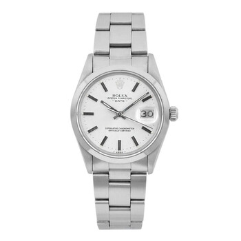 Pre-owned Rolex Oyster Perpetual Date Automatic Chronometer Silver Dial Men's Watch 15000 SSO