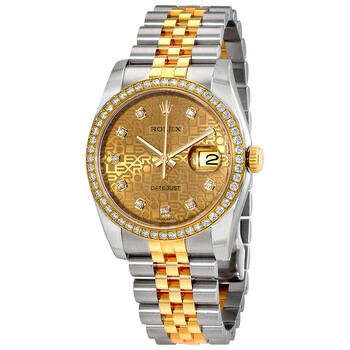 Pre-owned Rolex Oyster Perpetual Datejust 36 Champagne Dial Stainless Steel & 18K Yellow Gold Jubilee Bracelet Automatic Watch 116243CDJ