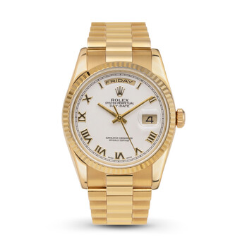 Rolex Day-Date White Mother-Of-Pearl Dial 18K Yellow Gold