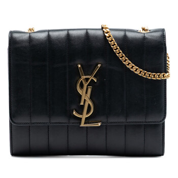 Pre-owned Saint Laurent Matelasse Lambskin Monogram Vicky Chain Wallet MRT554125