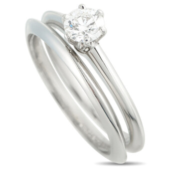 Pre-Owned Tiffany   Co. Platinum 0.45ct Diamond Ring and Wedding Band Set TI64 031726 TI64-031726-P-65