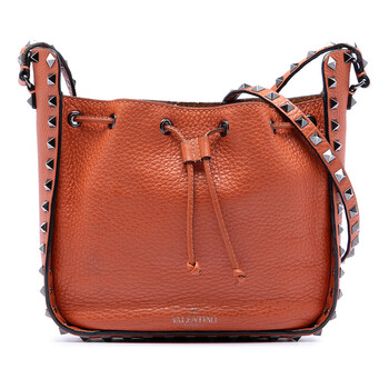 Pre-owned Valentino Grained Calfskin Rockstud Bucket Bag TV-M178WSH2